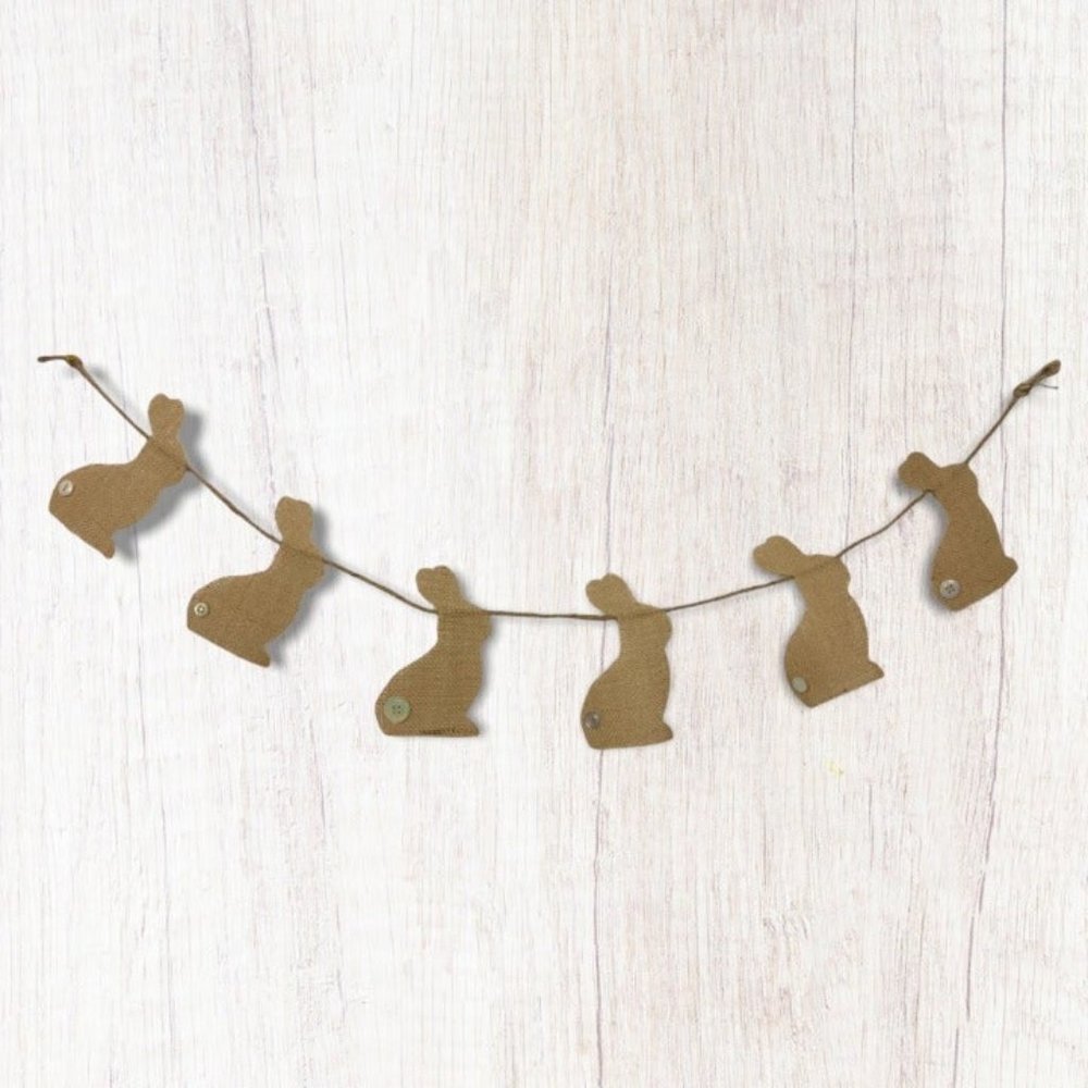 Easter Bunny Burlap Banner Garland Rustic Cottage Romantic Spring Decor Handmade